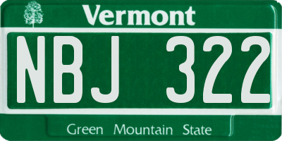 VT license plate NBJ322