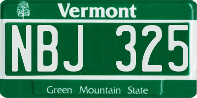 VT license plate NBJ325