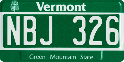 VT license plate NBJ326