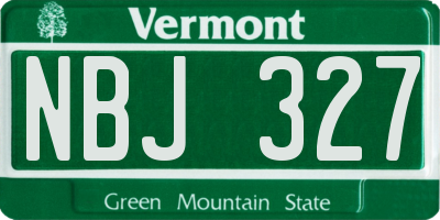 VT license plate NBJ327