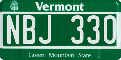 VT license plate NBJ330