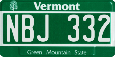 VT license plate NBJ332