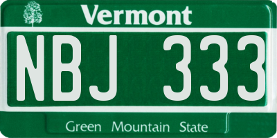 VT license plate NBJ333