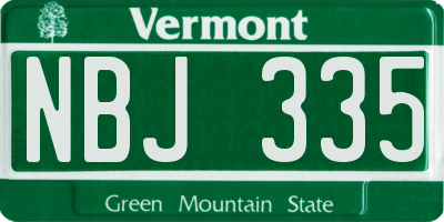 VT license plate NBJ335