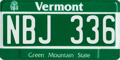 VT license plate NBJ336