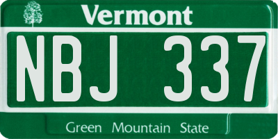 VT license plate NBJ337