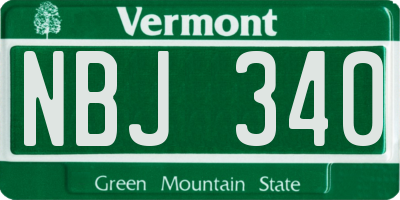 VT license plate NBJ340