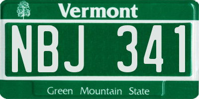 VT license plate NBJ341