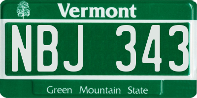 VT license plate NBJ343