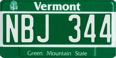 VT license plate NBJ344