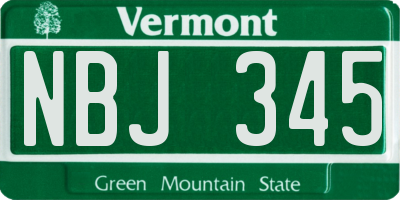 VT license plate NBJ345