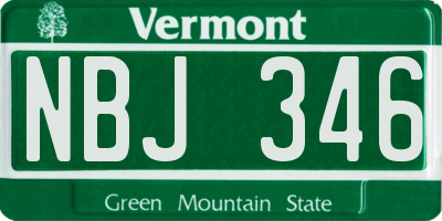 VT license plate NBJ346
