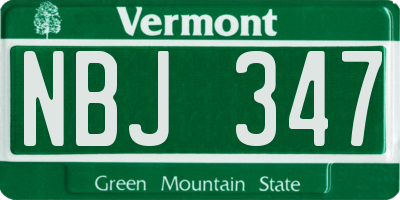 VT license plate NBJ347
