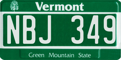 VT license plate NBJ349