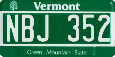 VT license plate NBJ352