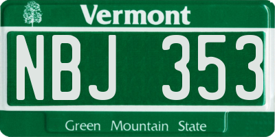 VT license plate NBJ353