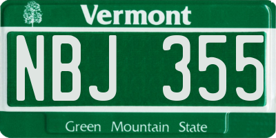 VT license plate NBJ355