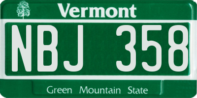 VT license plate NBJ358