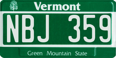 VT license plate NBJ359