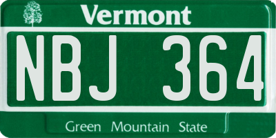 VT license plate NBJ364