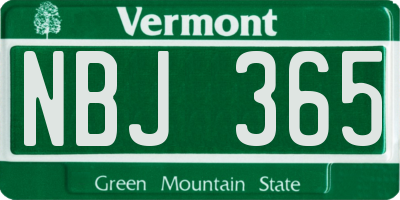 VT license plate NBJ365