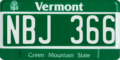 VT license plate NBJ366
