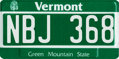 VT license plate NBJ368
