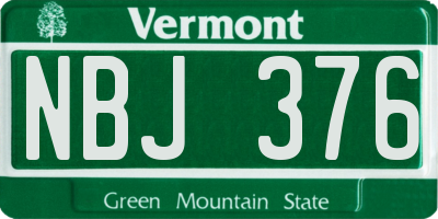 VT license plate NBJ376