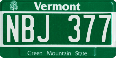 VT license plate NBJ377
