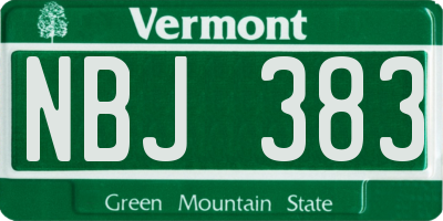 VT license plate NBJ383