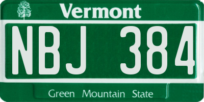 VT license plate NBJ384
