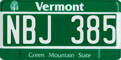 VT license plate NBJ385