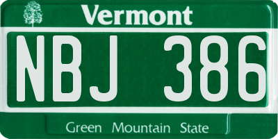 VT license plate NBJ386