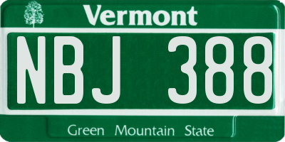 VT license plate NBJ388