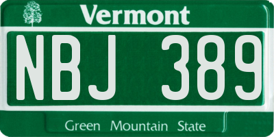 VT license plate NBJ389