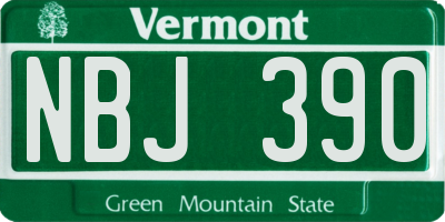 VT license plate NBJ390