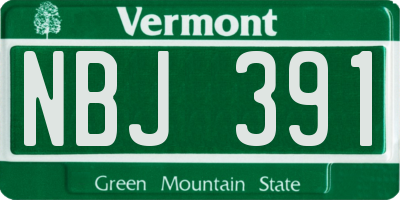 VT license plate NBJ391