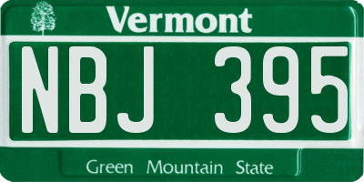 VT license plate NBJ395