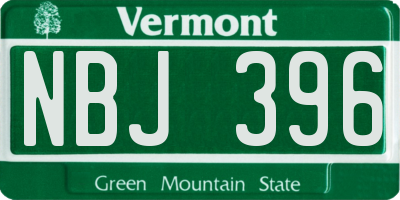 VT license plate NBJ396