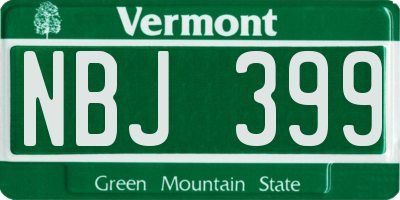 VT license plate NBJ399