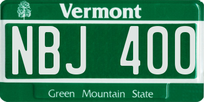 VT license plate NBJ400