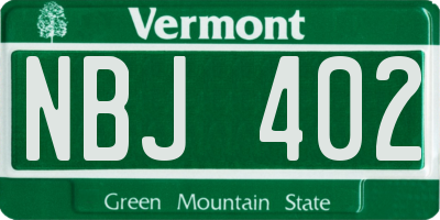 VT license plate NBJ402