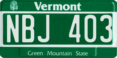 VT license plate NBJ403