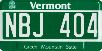 VT license plate NBJ404