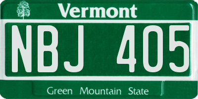 VT license plate NBJ405