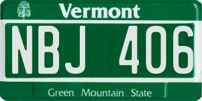 VT license plate NBJ406