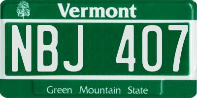 VT license plate NBJ407