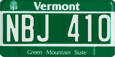 VT license plate NBJ410