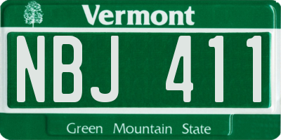 VT license plate NBJ411