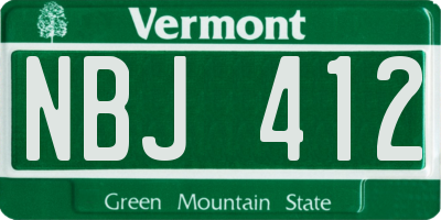 VT license plate NBJ412
